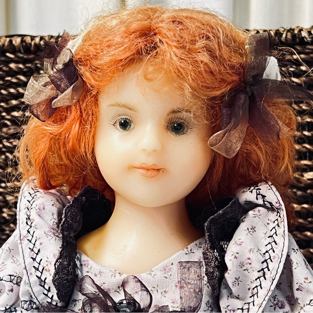 Vintage RARE Wax Doll Signed By The Artist Ann Jackson With Glass Eyes - Mohair